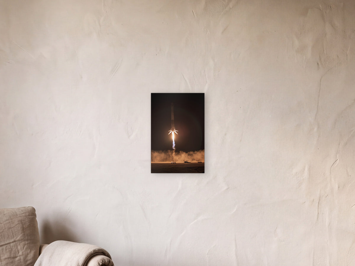 Landing Burn shown in a limewash reading corner beside an armchair and a floor lamp - scale render at 30 × 45 cm