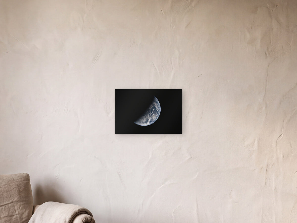 Night and (Earth) Day shown in a limewash reading corner beside an armchair and a floor lamp - scale render at 45 × 30 cm