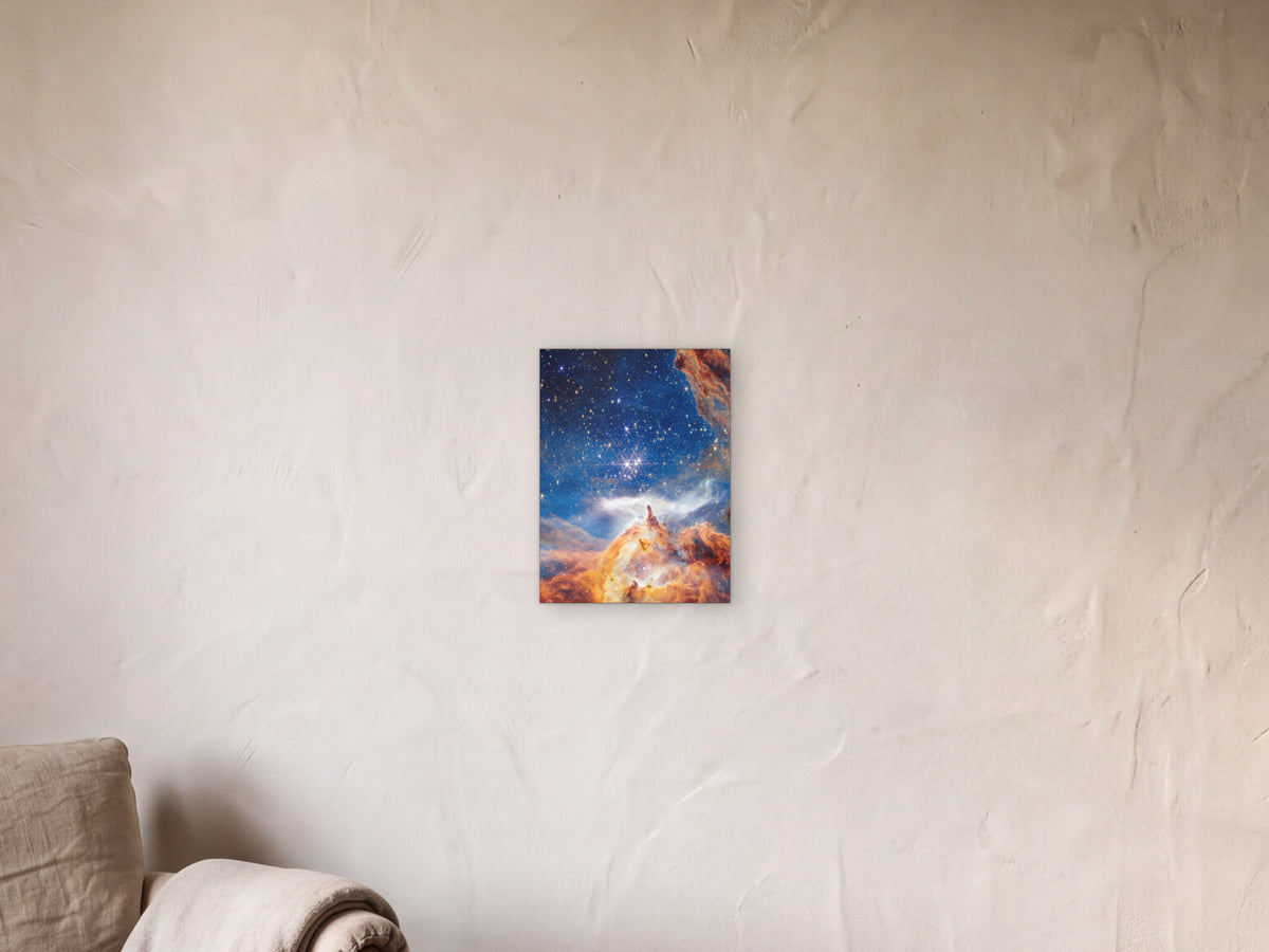 Pismis 24 shown in a limewash reading corner beside an armchair and a floor lamp - scale render at 30 × 40 cm