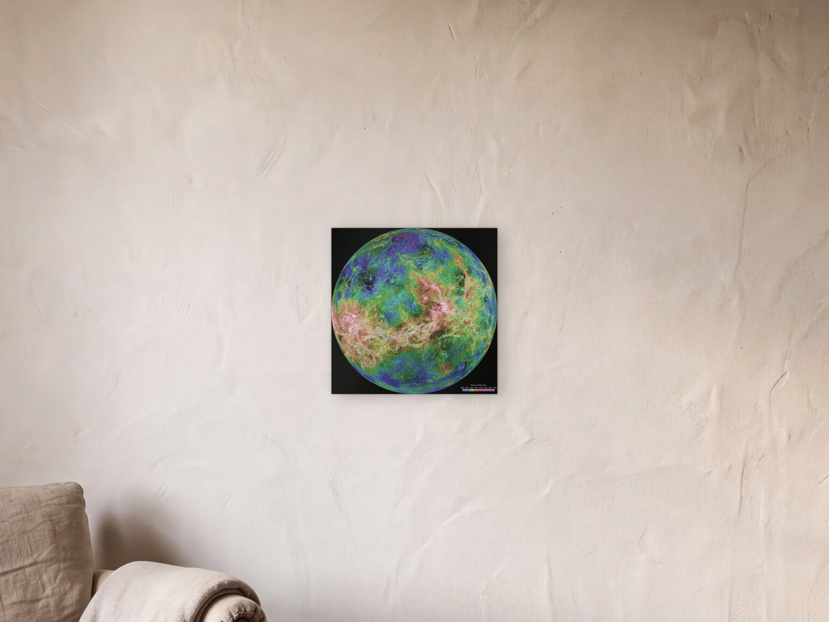Venus, Magellan Mosaic shown in a limewash reading corner beside an armchair and a floor lamp - scale render at 40 × 40 cm